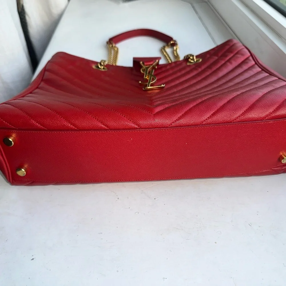 Saint Laurent Large Red “Cassandre” Tote & Matching Wallet - Picture 12 of 16